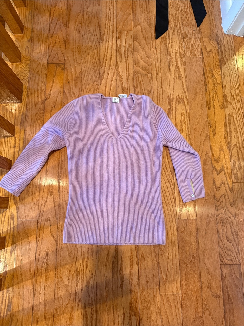 TSE Lilac Ribbed V-Neck Sweater